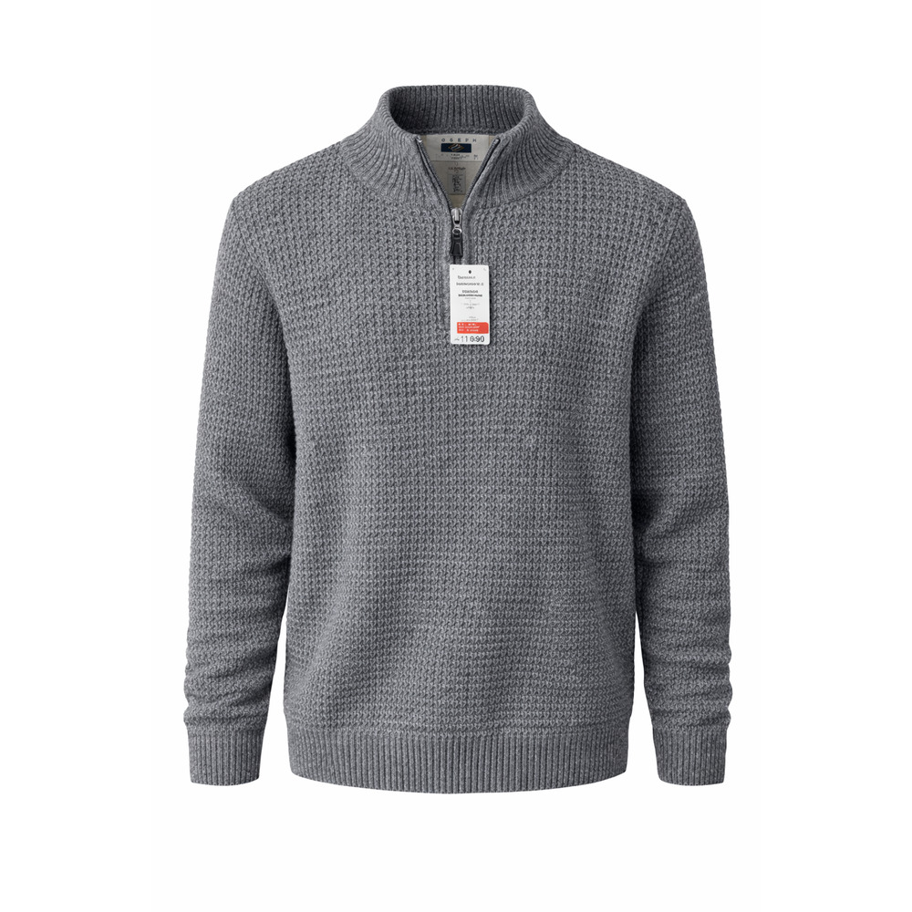 Joseph Abboud Heritage Wool Knit Quarter Zip Sweater Ribbed Texture Gray XL